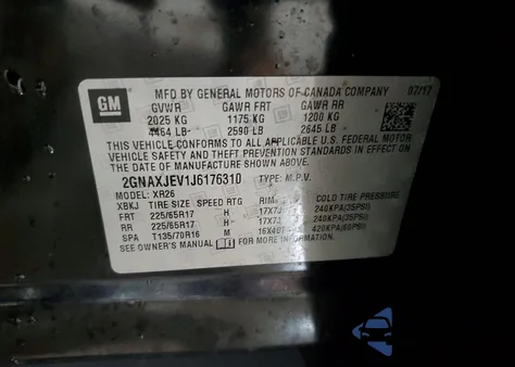 2018 Chevrolet Equinox Lt from USA, damaged, VIN 2GNAXJEV1J6176310